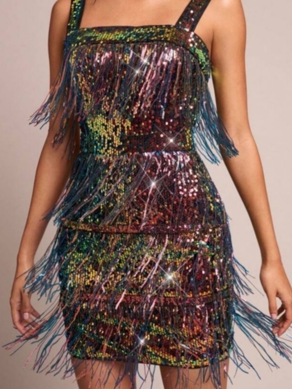 Madame Alexander Multicolor Sequin Fringe Dress - Picture 2 of 3